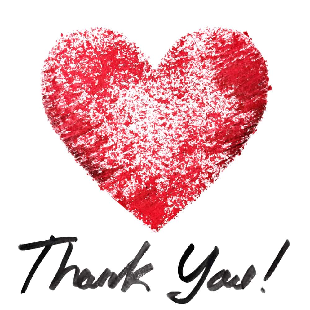 عبارة شكرًا مع قلب أحمر