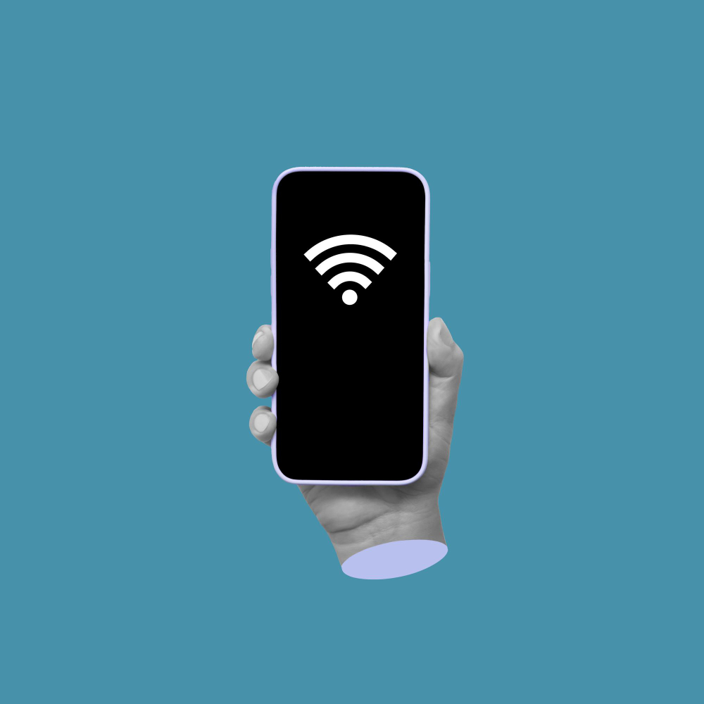 شاشة هاتف تعرض علامة واي فاي