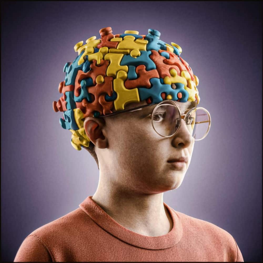 طفل يرتدي نظارة