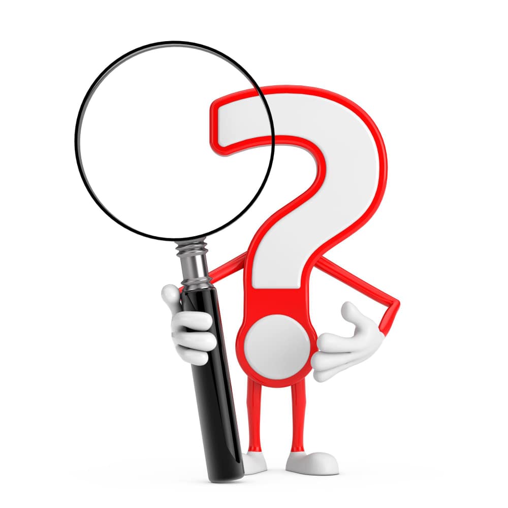 علامة استفهام تحمل عدسة مكبرة