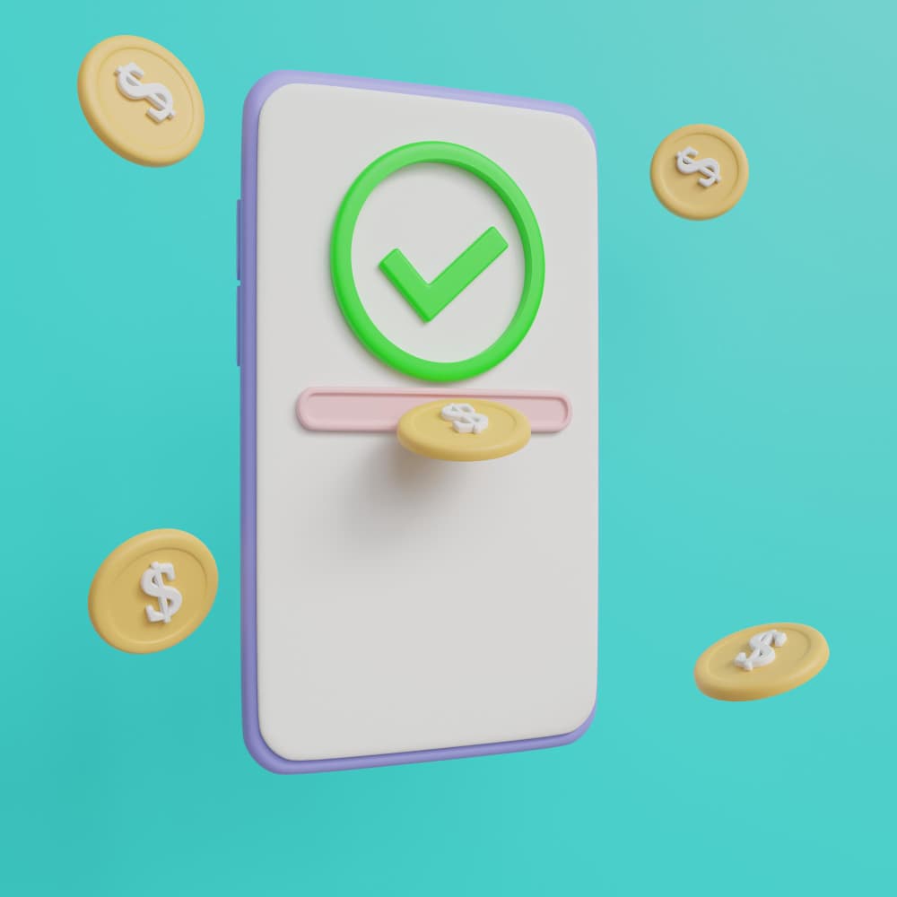 هاتف محمول وبجانبه نقود