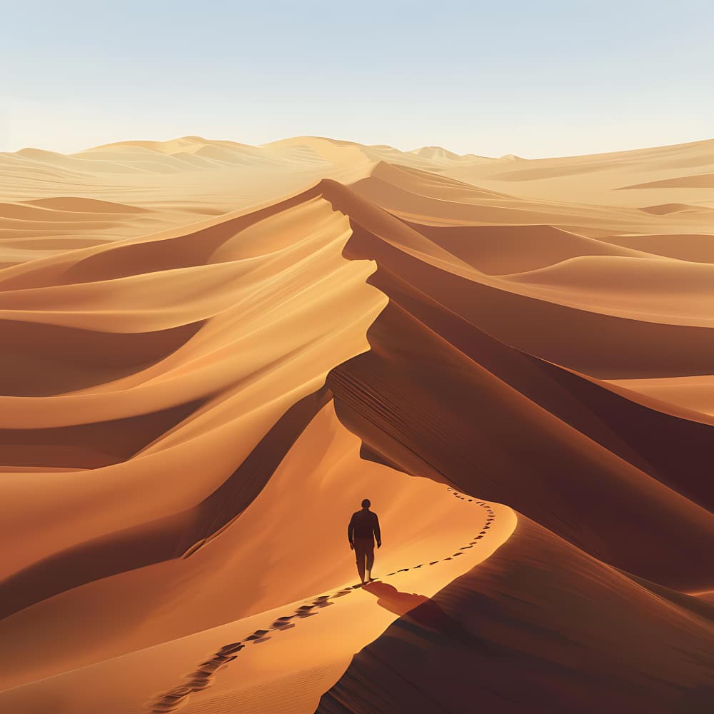 رجل يسير في الصحراء رجل يسير في الصحراء