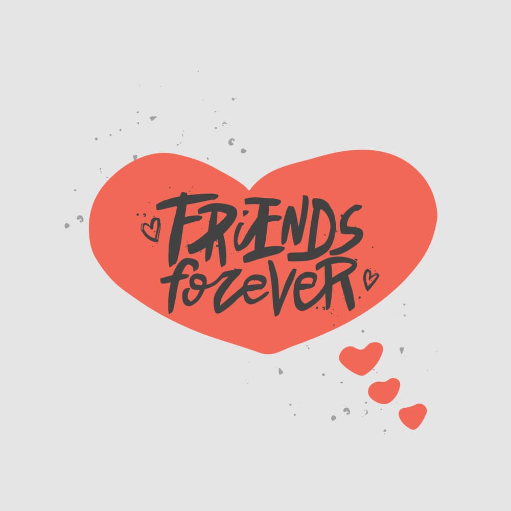 عبارة أصدقاء للأبد داخل قلب أحمر