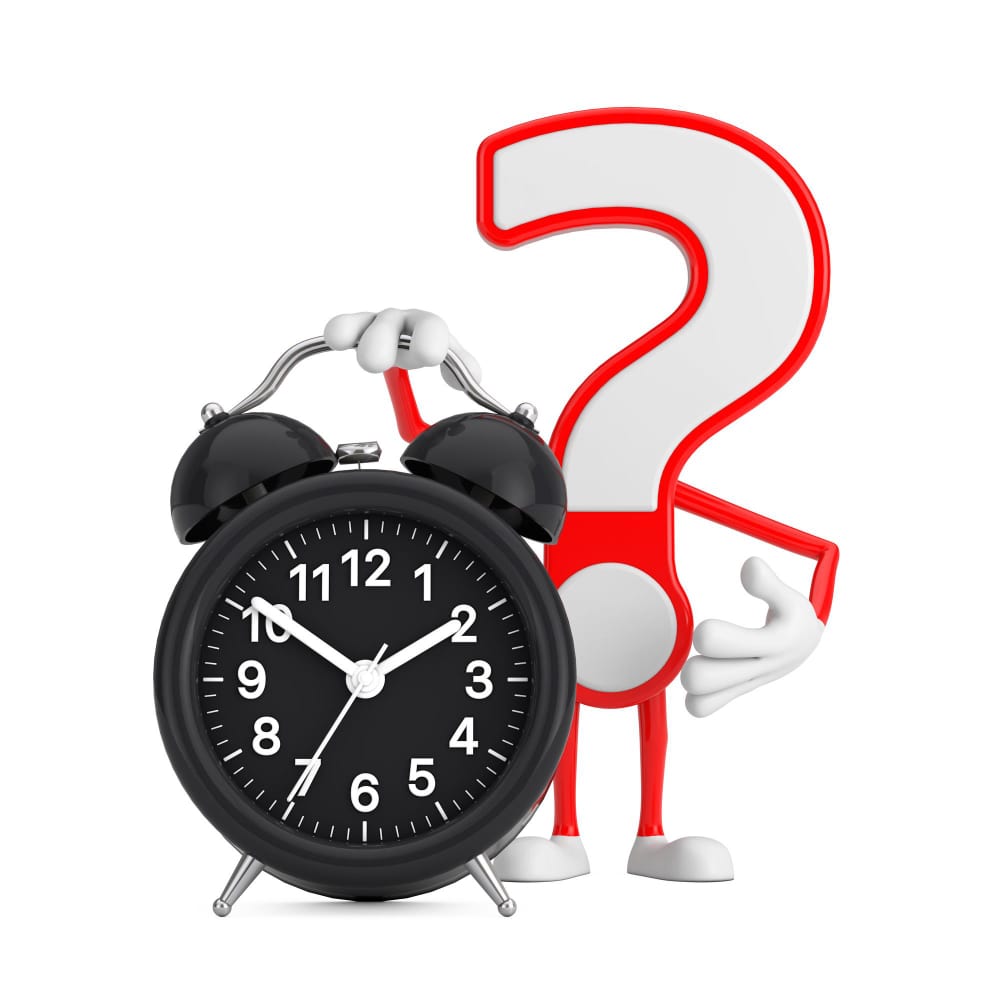 علامة استفهام بجانب ساعة