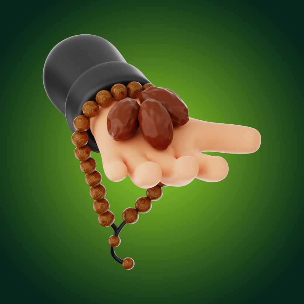 يد تمسك سبحة وتمر يد تمسك سبحة وتمر