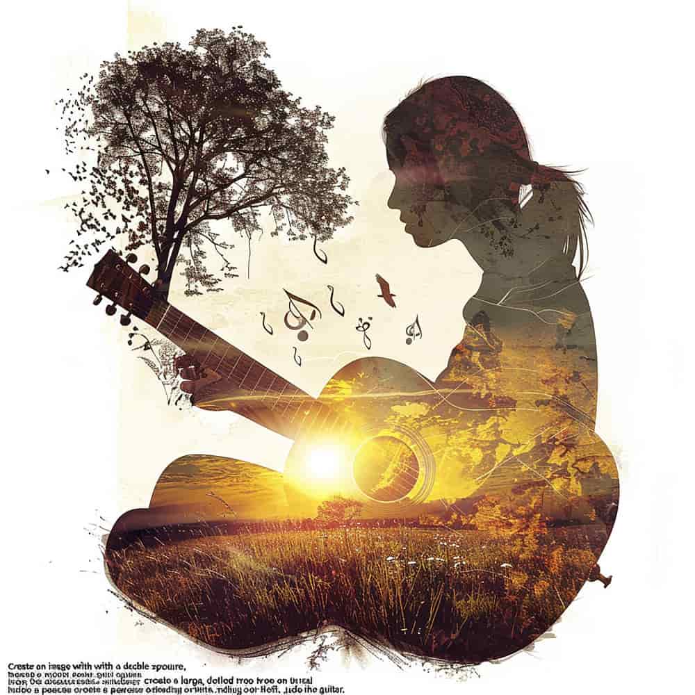 خيال فتاة تعزف بجانب شجرة خيال فتاة تعزف بجانب شجرة