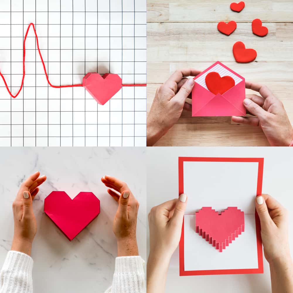 صور متعددة لقلب أحمر