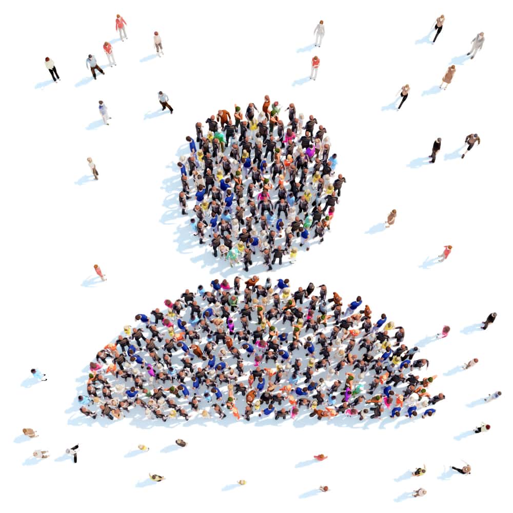 مجموعة من الناس على هيئة رجل