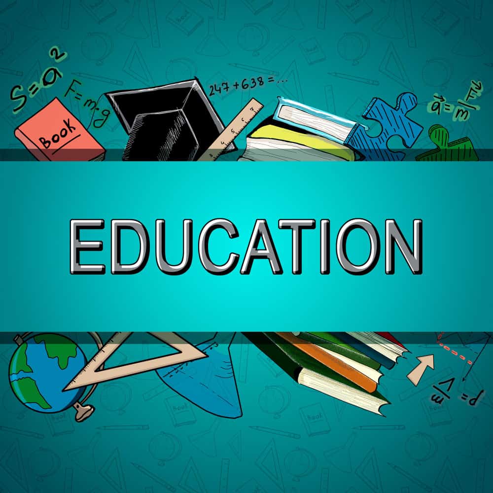 أدوات تعليمية مع كلمة تعليم