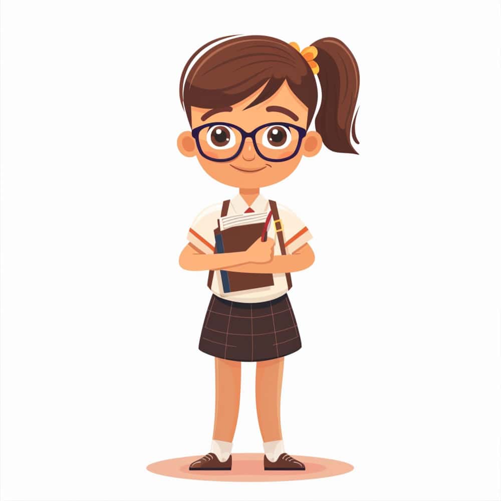 طالبة مدرسية ترتدي نظارة وشنطة