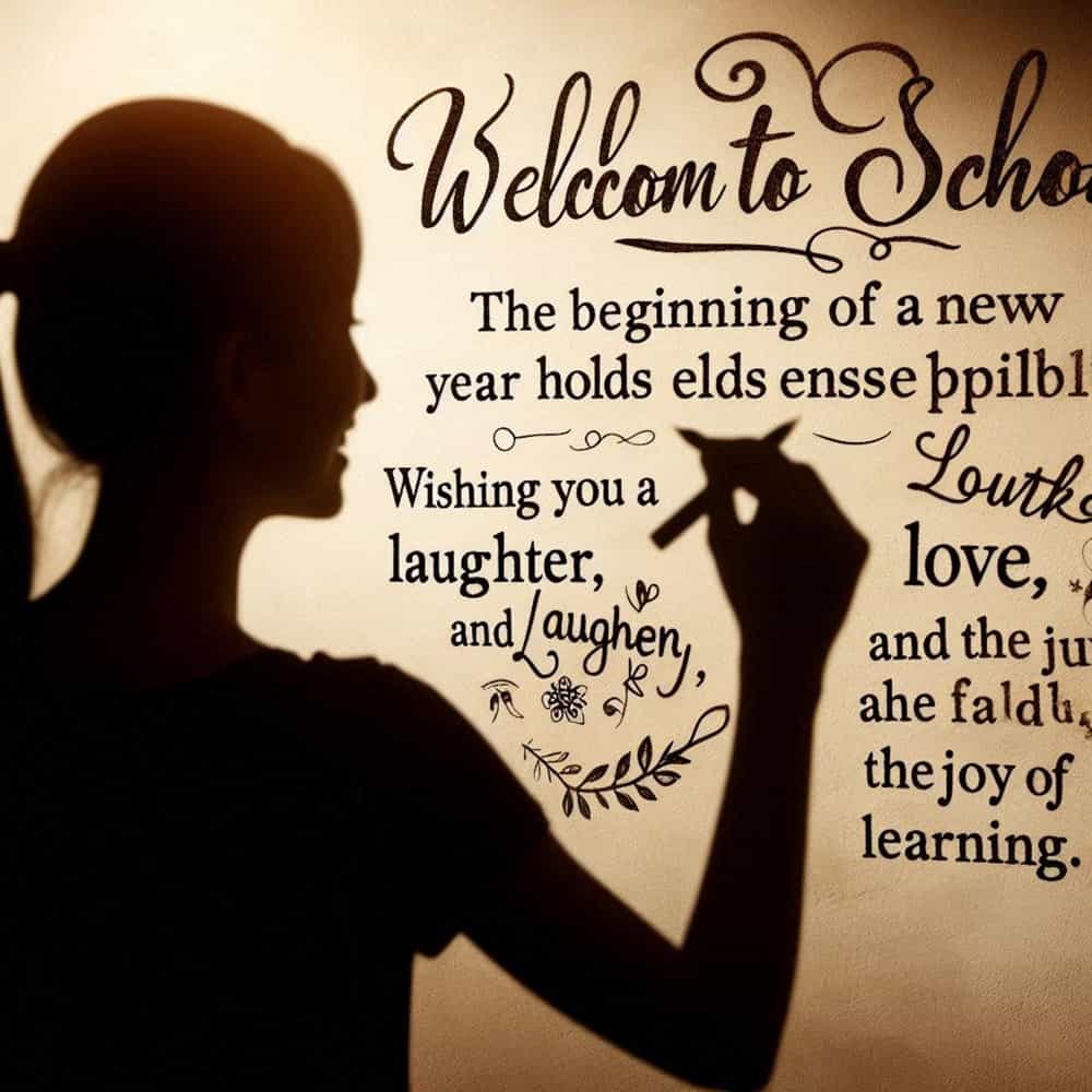 فتاة تكتب على السبورة عبارا ت عودة إلى المدرسة