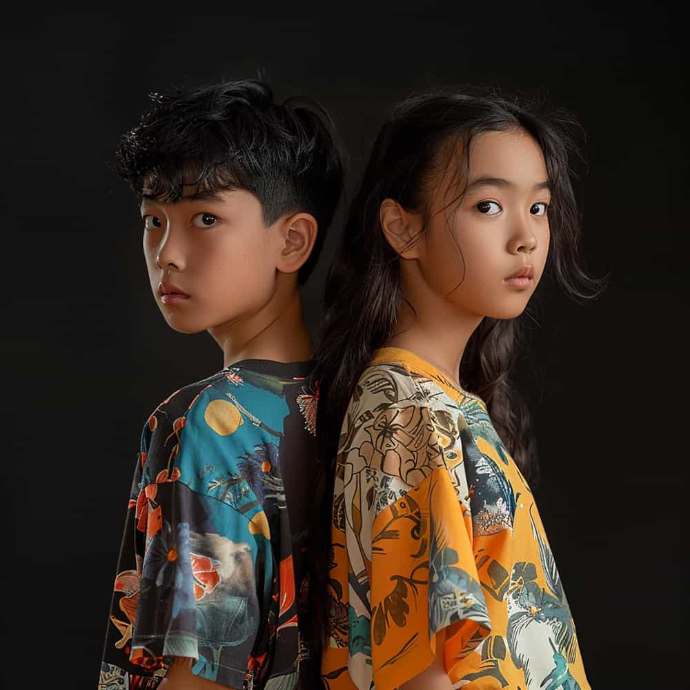 ولد وفتاة بملامح آسيوية