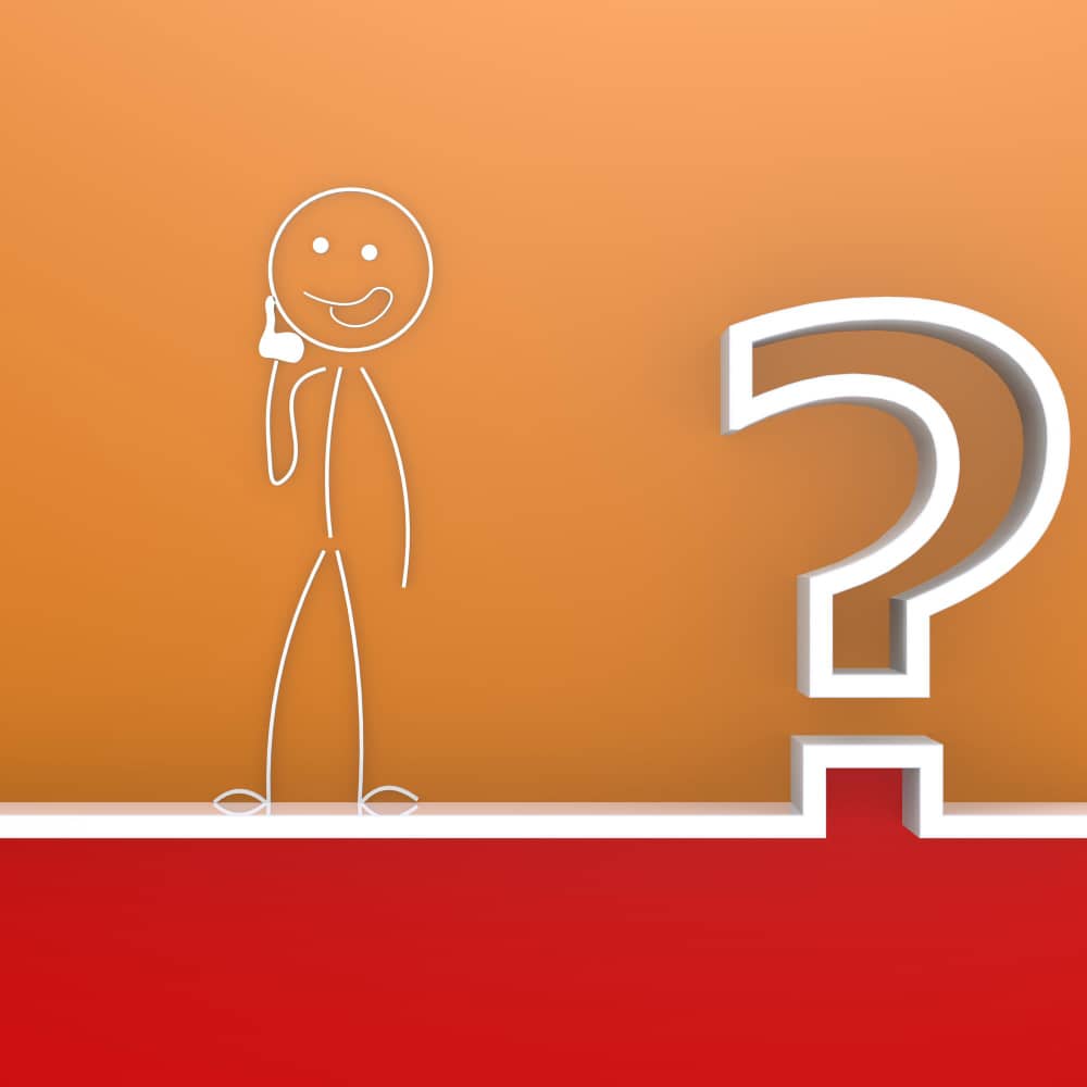 رسم لشخص يفكر بجوار علامة استفهام