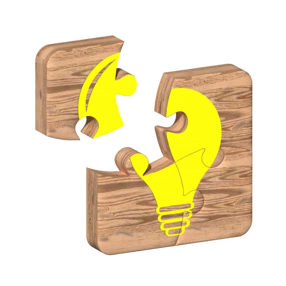 قطع بازل عليها مصباح أصفر