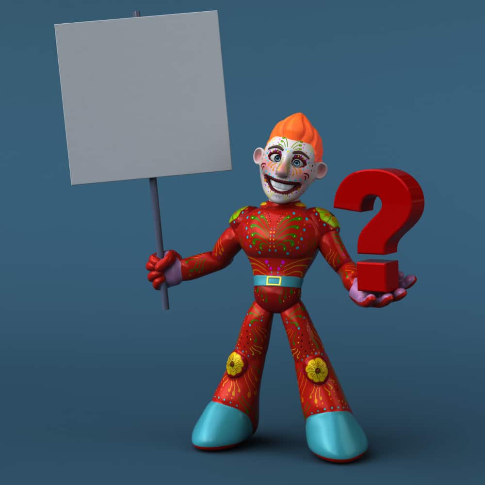 مهرج يحمل علامة استفهام مهرج يحمل علامة استفهام
