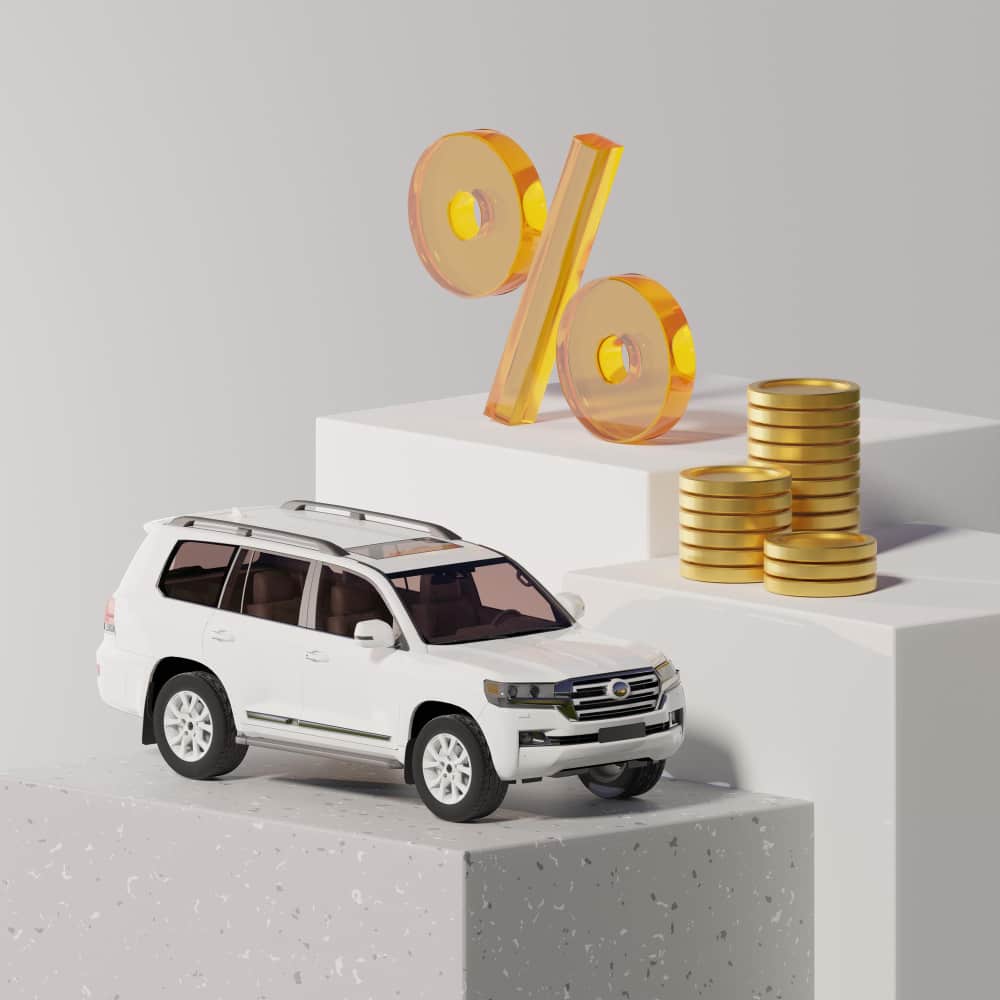 سيارة بيضاء ونقود ذهبية