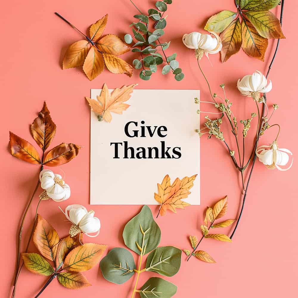 كلمة شكر بجانب زهور