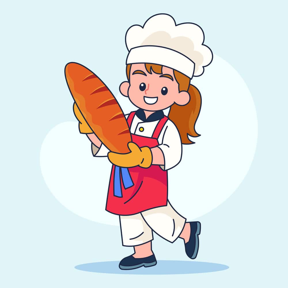 فتاة صغيرة تلبس ملابس طهي