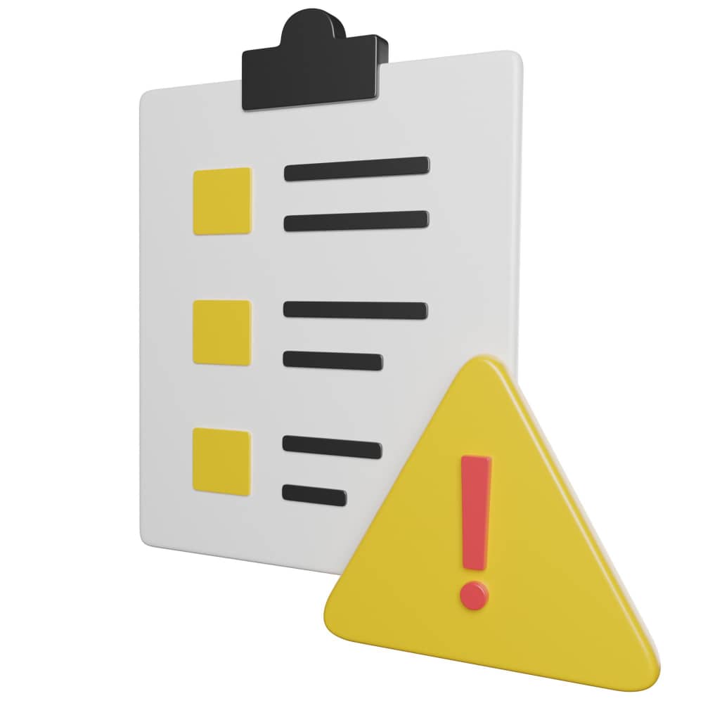 قائمة شروط وعلامة تنبيه